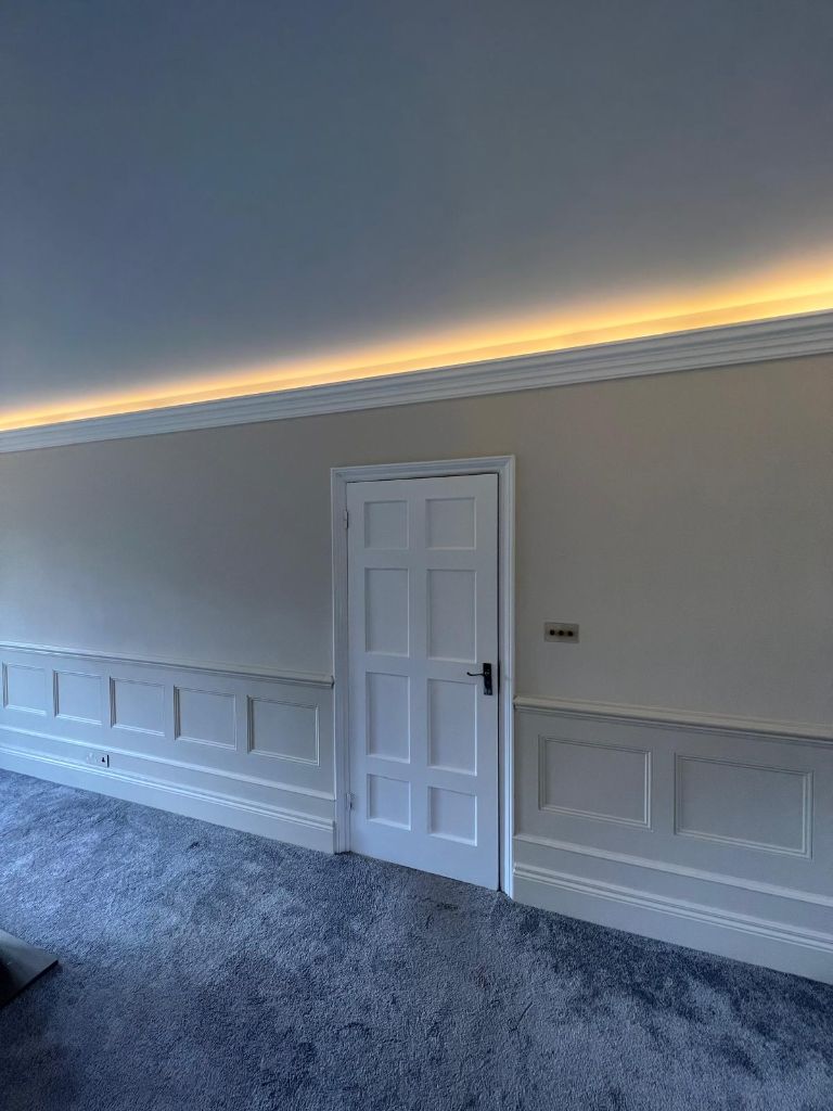 Elegant room with LED coving and ambient lighting design